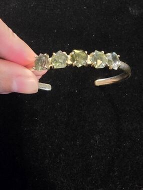 Kendra Scott Gold Cuff Bracelet with Five Green Stones